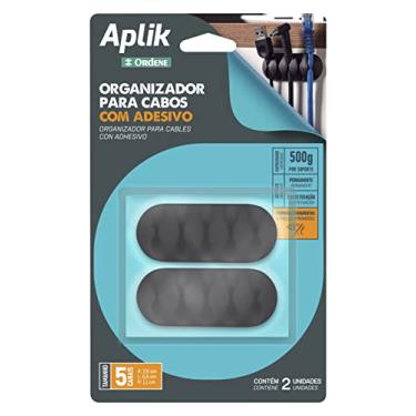 Imagem de Ordene - Organizador para Cabos Emborrachado para até 5 Cabos, com Adesivo, Cor Preta, Linha Aplik