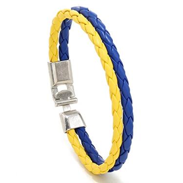Imagem de Pulseira de couro trançado para colorir bandeira, pulseira de poliuretano com fecho de liga, pulseira de corda nacional para homens e mulheres, Medium, Poliuretano, aço inoxidável