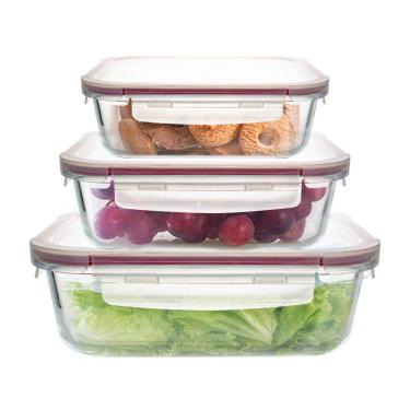 Imagem de Conjunto De Potes De Vidro Hermético 3Pçs - Jgti004