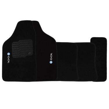 Imagem de Jogo de Tapete Automotivo Carpete Volkswagen Vw Gol Quadrado 1980 à 1994 Soft Logo Bordado 5 Peças