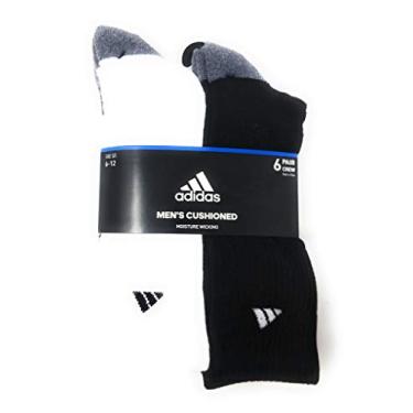 Imagem de Adidas meias masculinas acolchoadas, preto/branco, tamanhos 6-12, 6 pares