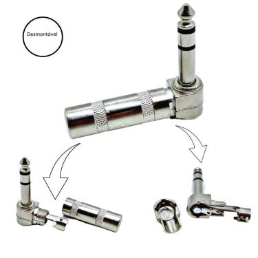 Imagem de Plug Conector P10 Estereo Niquelado 90 Graus Em L