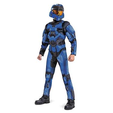 Imagem de Halo Spartan 2 Blue Muscle Costume for Kids, Classic Size Small (4-6)