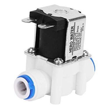 Imagem de Válvula solenoide DC, Válvula solenoide de água 24V DC Válvula magnética elétrica de plástico N/C Conexão rápida de rosca para purificador de água