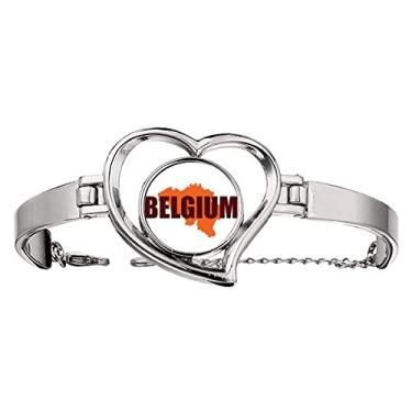Imagem de N/A N/A Bracelete de coração com pulseira de Bruxelas com mapa europeu da Bélgica, medium, metal