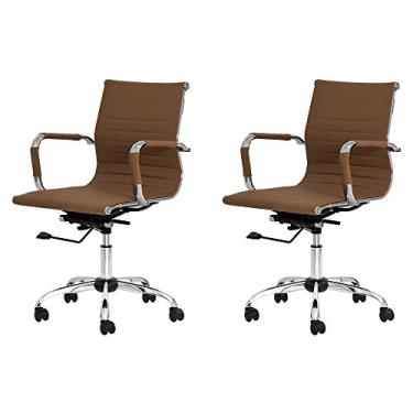 Imagem de Kit 2 Cadeiras Escritório Stripes Diretor PU Caramelo