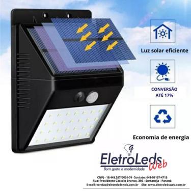 Imagem de Arandela Led Solar 5W 20 Leds Com Sensor E Botão Liga E Desliga - Blue