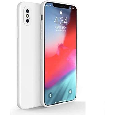 Imagem de HAODEE Capa de telefone de silicone líquido, capa para Apple iPhone Xs Max 6,5 polegadas design de borda reta capa traseira de telefone à prova de choque com tudo incluído (cor: branco)