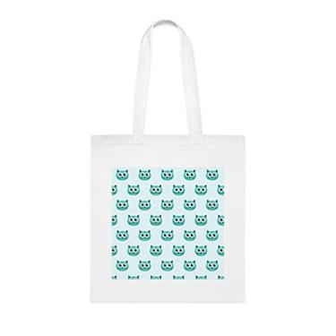 Imagem de Sacolas de gato sem costura modernas e infinitas com padrão de gato, ideia de presente de cesta de Natal de aniversário, presente para ela, presente para ele, bolsa feminina, Branco