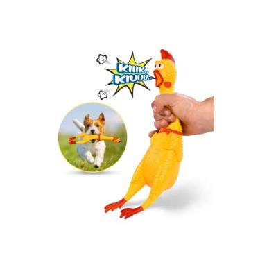 Imagem de Brinquedo Pet Mordedor Galinha Frango de Borracha Sonoro Apito para caes