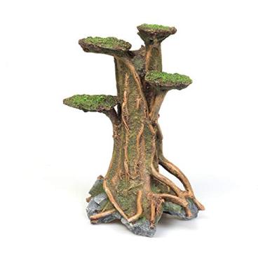 Imagem de Tfwadmx Decoração de aquário de árvore resina ornamento de tronco de árvore de aquário decoração de madeira para aquários abrigo de buraco de réptil