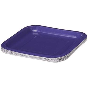 Imagem de Creative Converting Pratos de almoço de papel quadrados Touch of Color, 18 unidades, roxos