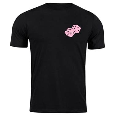 Imagem de Camiseta algodão dadinhos rosa de bolso camisa blusa geek Cor:Preto;Tamanho:GG