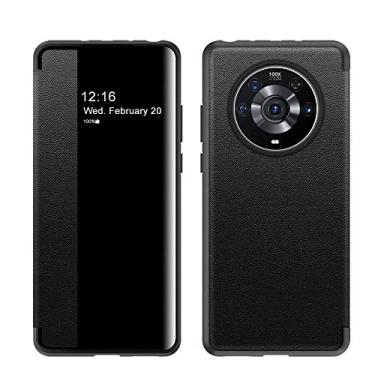 Imagem de Capa de telefone Compatível com Huawei Honor Magic3 Pro Case Clear View Window, Magnético Fino Flip Case Proteção Contra Queda Capa Protetora à Prova de Choque Capas de Função de Dormir para Smartphon
