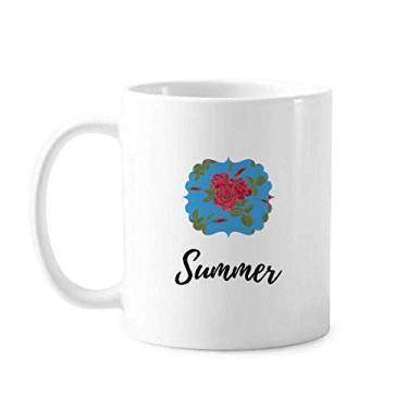 Imagem de Caneca de cerâmica com desenho de arte azul vermelho xícara de porcelana de café