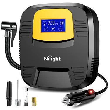 Imagem de Nilight Bomba de ar para pneu, bomba de ar portátil, bomba de ar para automóvel, medidor de pressão digital, tela sensível ao toque, bomba de ar para carros, bicicletas, colchão de ar