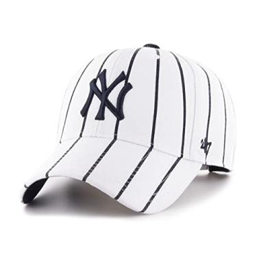 Imagem de '47 Boné masculino ajustável risca de giz MVP do New York Yankees branco/azul marinho, Branco/Azul marinho, tamanho �nico