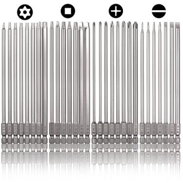 Imagem de Mixiflor Conjunto de 30 peças de pontas de chave de fenda magnética, 6,35 mm com haste sextavada, kit de ferramentas elétricas com caixa de armazenamento (lotada, cruz + quadrado + torx)