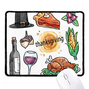Imagem de Mousepad Happy Thanksgiving Day com estampa de aquarela e borda costurada para jogos