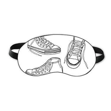 Imagem de Sapatos de lona brancos pintados à mão para dormir com proteção de olhos macia para noite