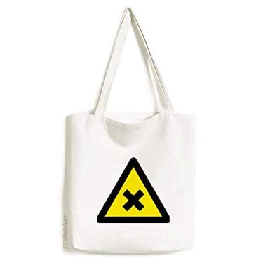 Imagem de Símbolo de aviso amarelo preto triângulo proibido bolsa de compras bolsa casual bolsa de mão