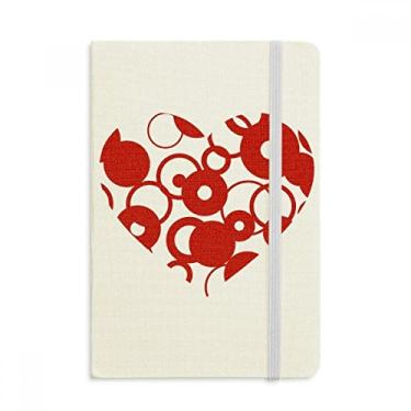 Imagem de Caderno de anel de coração vermelho para dia dos namorados, capa dura em tecido oficial diário clássico
