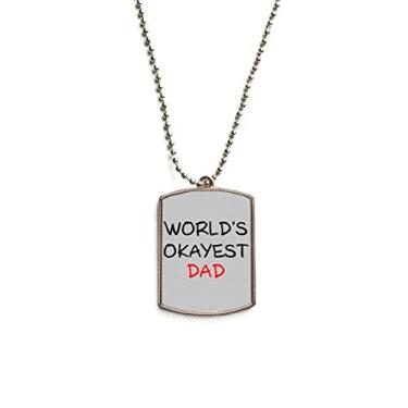 Imagem de DIYthinker World's Okayest Dad Best Father Colar com pingente de etiqueta de cachorro de aço inoxidável
