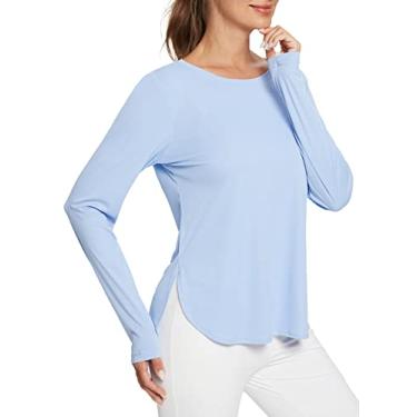 Imagem de BALEAF Camisas de sol femininas FPS 50+ manga comprida para caminhadas, leve, secagem rápida, proteção UV, roupas ao ar livre, 01 - azul claro, G