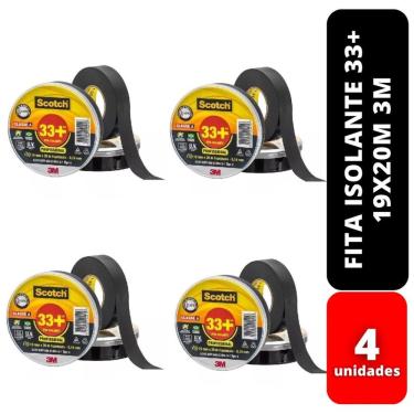 Imagem de Fita Isolante 33+ 19x20m Profissional Scotch 3m 4 Unidades