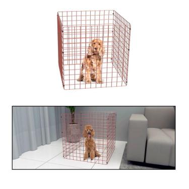 Imagem de Cercado Móvel para Cachorro Pequeno Porte Cercadinho Articulado Pet 4 Telas 60cm Altura Rose