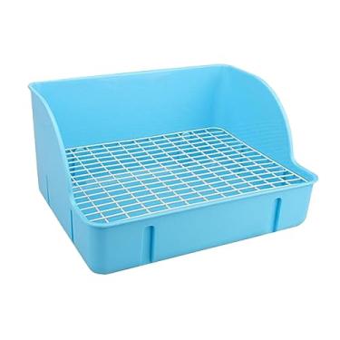 Imagem de Caixa de areia para coelhos para animais de estimação Comadre para pequenos animais Bandeja de areia para pequenos animais Banheiro de canto Caixa de, Azul