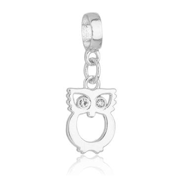 Imagem de Pingente Berloque Coruja Strass Pandora Banhado a Prata 925