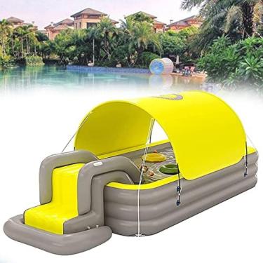 Imagem de Piscina Inflável Slides Infantis Piscina De Sombra Espessada Com Bomba De Carregamento De Flash Sem Fio, Piscina Infantil Inflável Fácil De Transportar Slides Infláveis, Para Crianças Internas/E