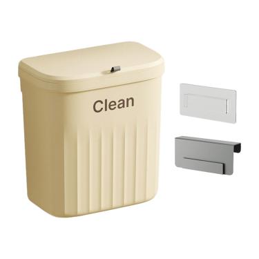 Imagem de Baoblaze Lixeira suspensa de cozinha, lixeira de compostagem interna montável, balde de lixo montado na parede para carro, Amarelo 12L