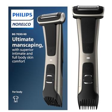 Imagem de Philips Norelco Bodygroom série 7000, aparador de virilha e corpo à prova de chuveiro para homens, cuidados corporais precisos, pente ajustável, seguro mesmo abaixo do cinto, tempo de execução de 80