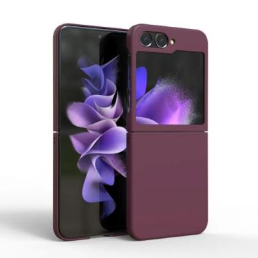 Imagem de Capa protetora para samsung galaxy z flip 5 5g, capa sedosa para pc, toque macio, vermelho borgonha, para zflip 5