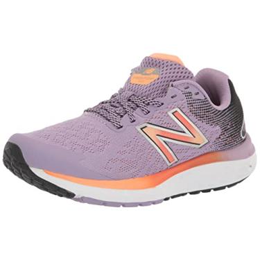 Imagem de New Balance Tênis de corrida feminino Fresh Foam 680 V7, Ametista crua/preto/laranja vibrante, 34