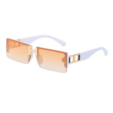 Imagem de Óculos de sol quadrados sem aro feminino, óculos de sol retrô masculino uv 400,6, tamanho único