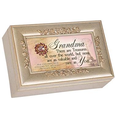 Imagem de Cottage Garden Grandma Grandmother Champagne Silver Petite Rose Music Box / Jewelry Box Toca Amazing Grace
