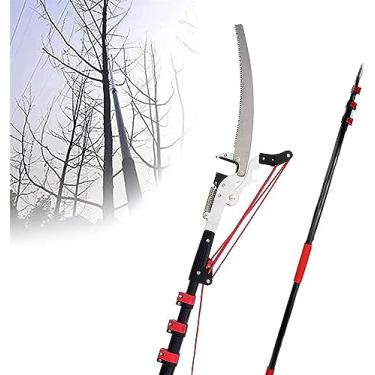 Imagem de Serras manuais de poste, podador de poste de árvore extensível, serra telescópica extensível, serra de poda de galho de árvore, serra de poda de longo alcance, para serrar e tosquiar (tamanho: 18 pé