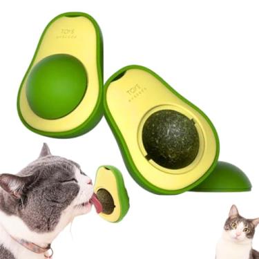 Imagem de Kit 2 Brinquedo Para Gatos Com Catnip Erva do Gato Natural Abacate Bola de Lamber
