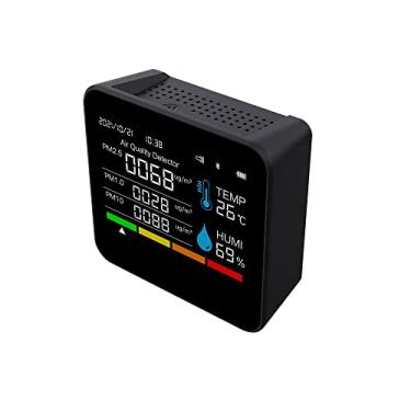 Imagem de Monitor de qualidade do ar 9 em 1 BT Medidor de CO2 Detector de dióxido de carbono Hora/data CO2 TVOC HCHO PM2.5 PM1.0 PM10 Suporte para detecção de temperatura e umidade Controle de APP com funçã