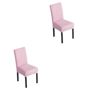 Imagem de IMIKEYA 2 Peças capa elástica cadeira de jantar capa de cadeira removível capa da cadeira capa de cadeira elástica capa de cadeira de poliéster elástico protetor rosa