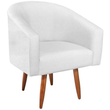 Imagem de Poltrona Cadeira Decorativa Luiza Pés Palito Suede Sala Estar Salão de Beleza Recepção Escritório e Penteadeira Doce Sonho Móveis (Branco)
