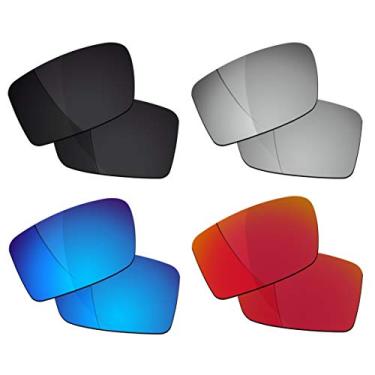 Imagem de RockShell Lentes polarizadas de substituição para óculos de sol Oakley Gascan OO9014 - Preto Jet + Lava Red + Ice Blue + GT Silver