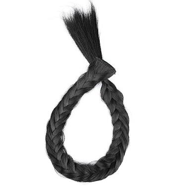 Imagem de DIGUAN Tiara de cabelo sintético trançado com 3 fios e tranças de cabelo sintético trançado com clipe, acessório de cabelo para mulheres, meninas (rabo de peixe macio, preto natural)