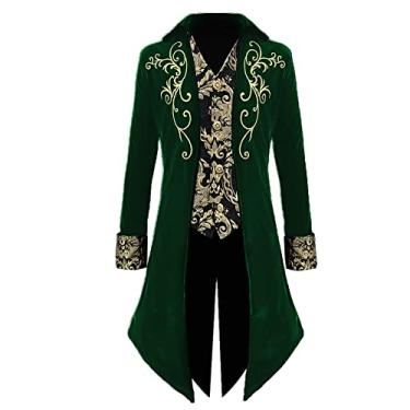 Imagem de Apocrypha Casaco masculino medieval Steampunk Príncipe Vitoriano Jaqueta Frock Coat (Verde, GG)