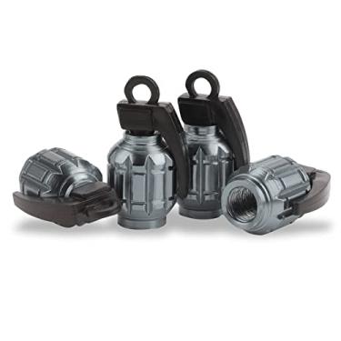 Imagem de SINGARO Capa universal de válvula de ar de pneu de alumínio 4 peças, adequada para carros, caminhões, motocicletas, rodas, válvulas, pneus, válvula de ar de pneu de bicicleta (cinza titânio)