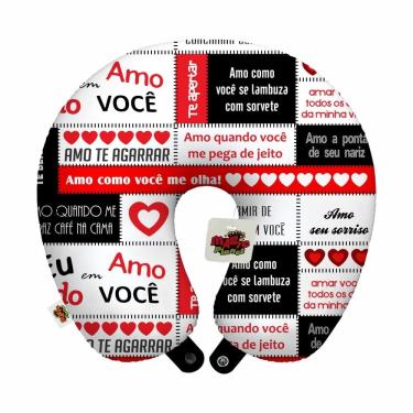 Imagem de Almofada de pescoço viagem eu amo tudo em você namorados lembrança
