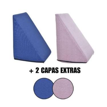 Imagem de Kit 2 Almofada Triangular Encosto Espuma Antirefluxo Apoio Costas Anatômico Leitura + Capa Extra-Unissex